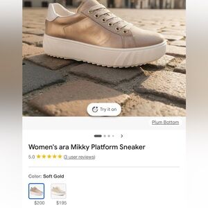 Ara Women's Metallic Gold Platform Sneakers